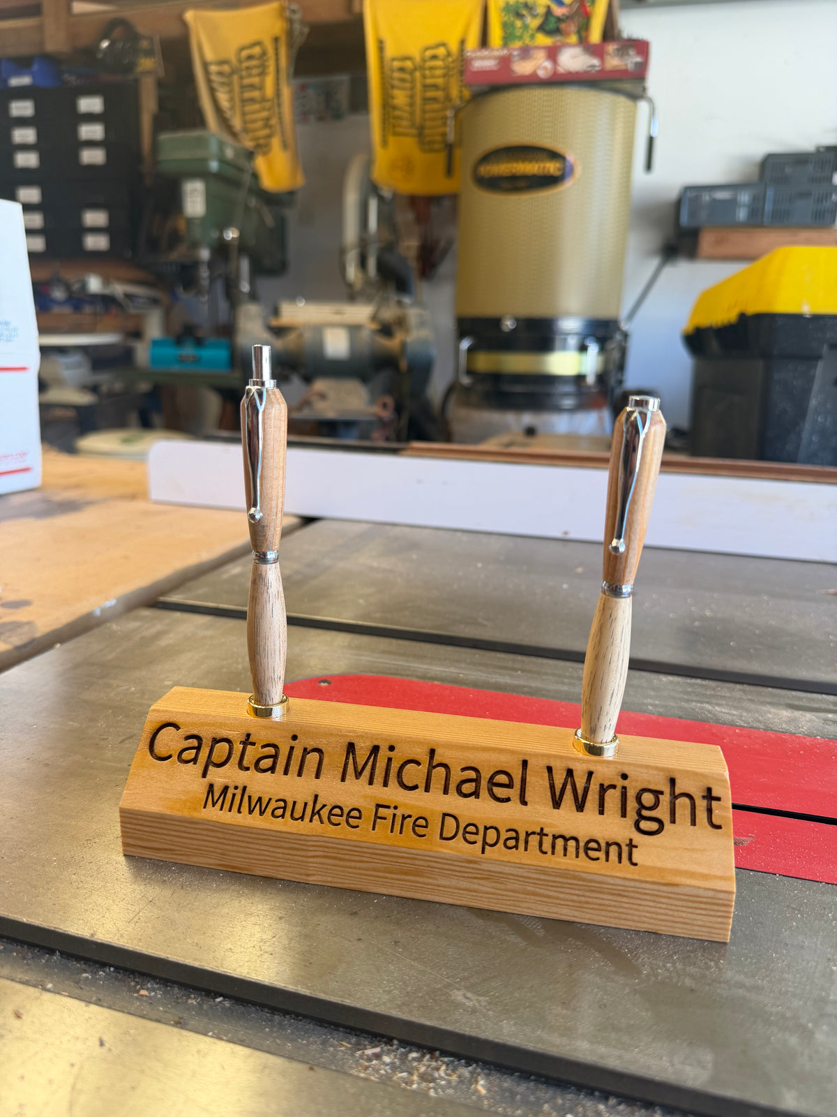 Beam Wood Plaque with Pen and Pencil Set