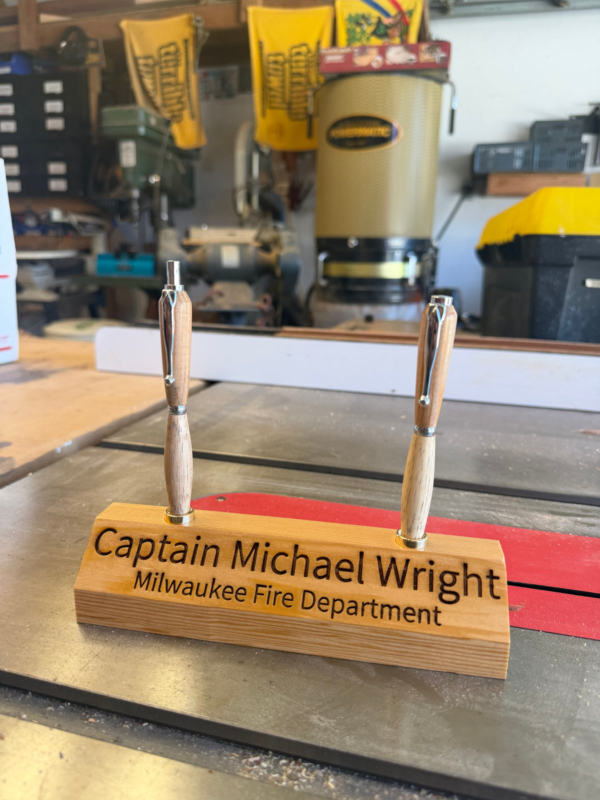 Beam Wood Plaque with Pen and Pencil Set